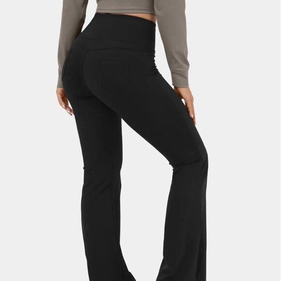 NWT HALARA High Waisted Back Pocket Flare Yoga Leggings - Picture 3 of 8
